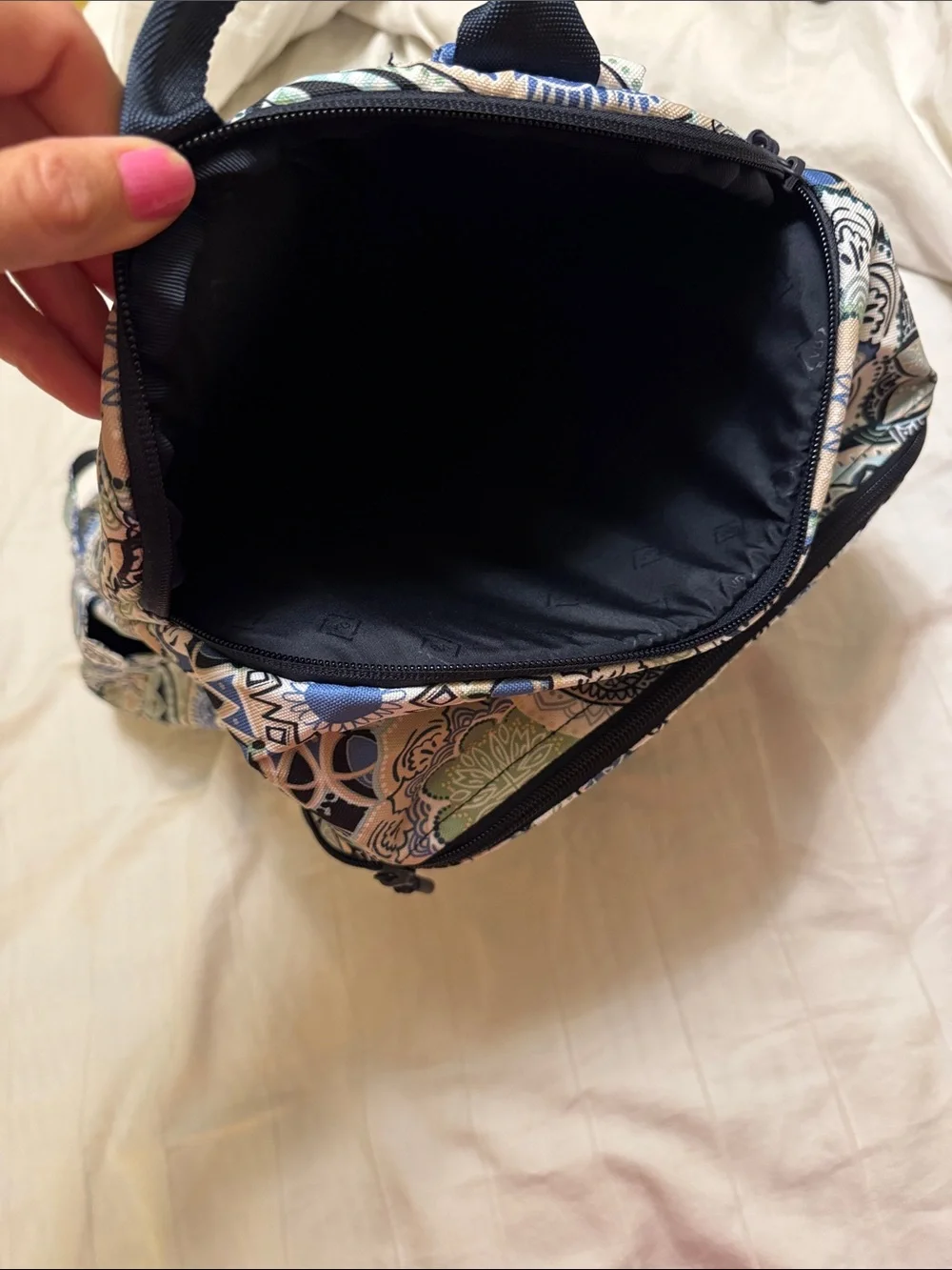 Vera Bradley Blue, Green and Cream Mosaic Floral Backpack